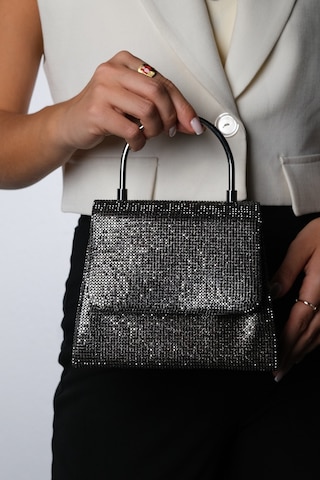 Lamaya Platin Taşlı Kadın El Çantası Platin Kristal