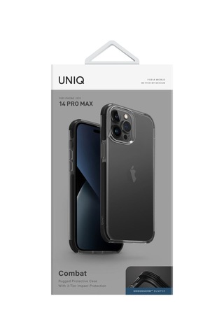 Apple Uyumlu iPhone 14 Pro Max Kılıf Combat Serisi Üç Katmanlı Koruma Shocksorb Teknolojisi Koruyucu Kapak Black