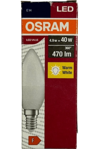 Osram 4,9w 40w 2700k Sarı Işık E14 Duylu Led Ampul 2 Adet