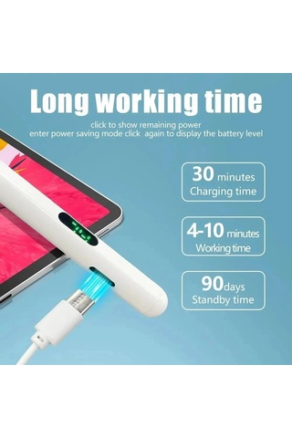Lexroo Universal Dokunmatik Stylus Kalem Led Göstergeli Manyetik Gövdeli Type-c Şarjlı Hassas Uçlu Standart