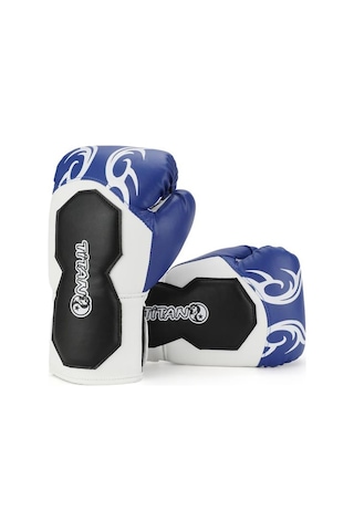 Titan Sport Mavi Beyaz İşlemeli Model-2 Boks Eldiveni Çok Renkli