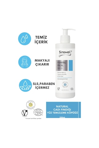 Sirenol Natural Cadı Fındığı Tonik 300 ML + Makyaj Temizleme Pamuğu + Yüz Temizleme Köpüğü 250 ML