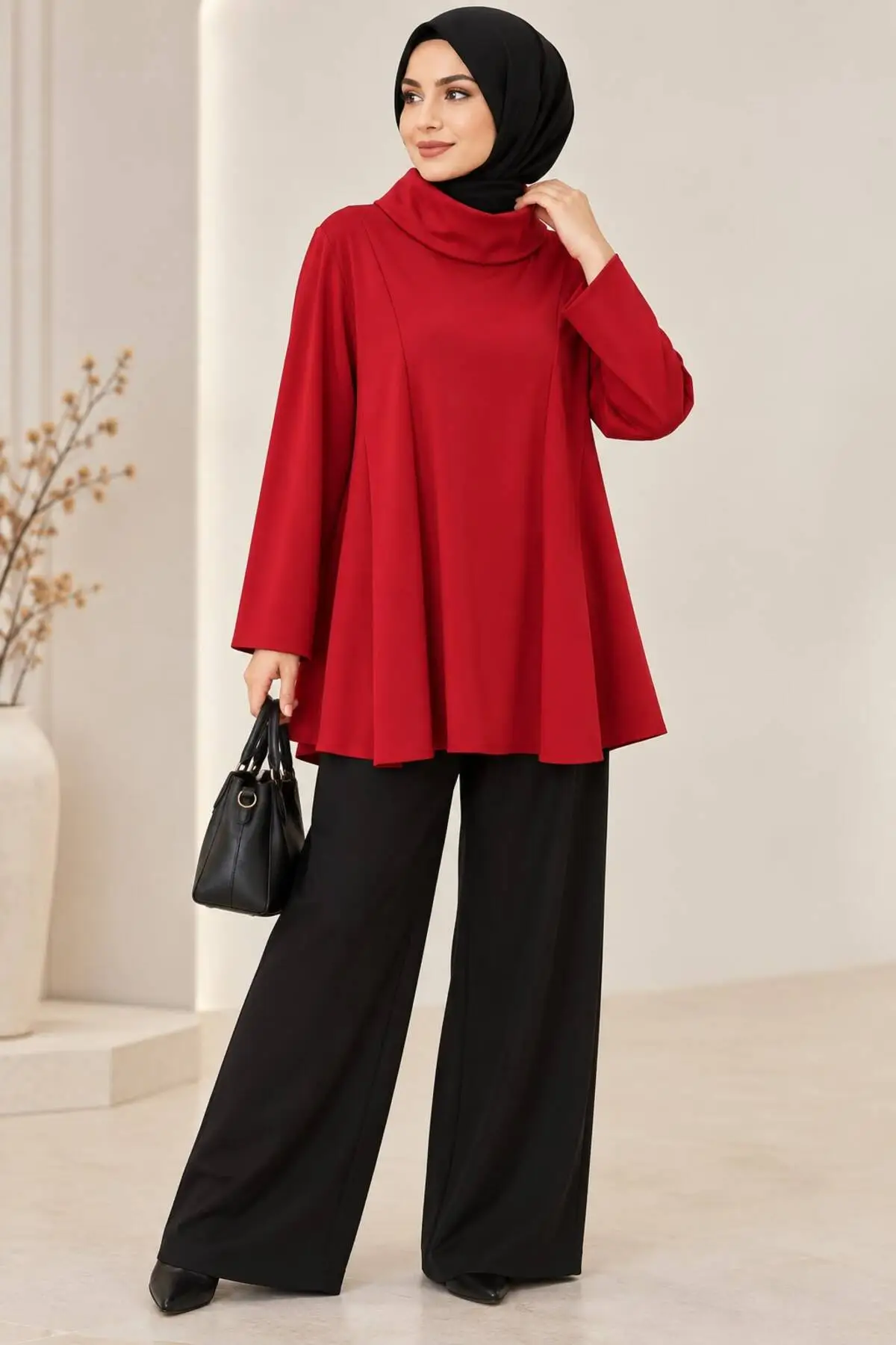 Missmelissfashion Miss Meliss Oysho Kumaş Oversize Salaş Tunik Kırmızı