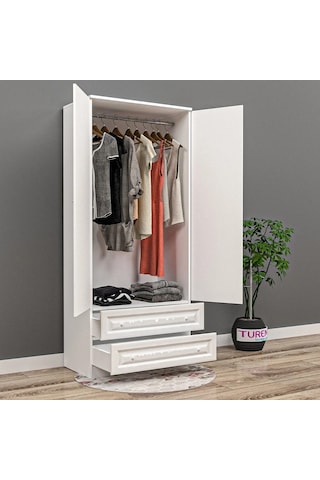 Country 2 Kapılı Gardırop Mdf Sis Gri