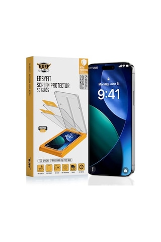 5d Glass Easyfit 2 Adet Kolay Uygulama Aparatlı Ekran Koruyucu Temperli Şeffaf Cam Apple iPhone Uyumlu 17 Pro Max/Apple iPhone Uyumlu 16 Pro Ma