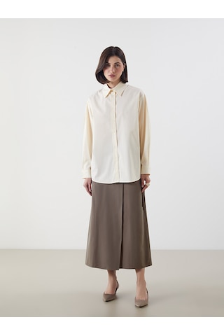Lcw Modest Bej Poplin Kadın Gömlek Tunik
