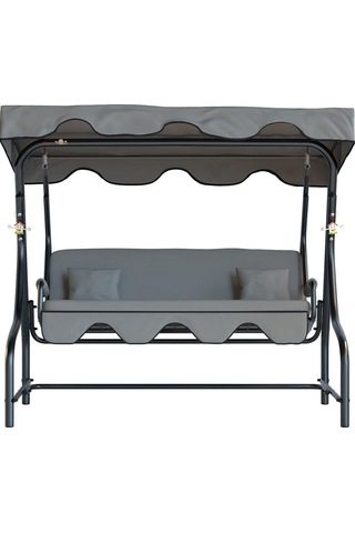 Bahçe Salıncağı 3 Kişilik Metal Salıncak Gümbet Koruma Kılıfı Hediye Ay Grisi