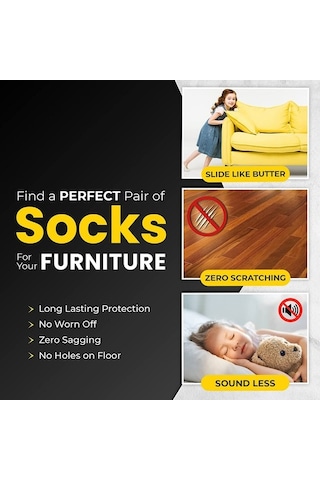 Besthome1 6'lı Siyah Poliester Masa Sandalye Koruması - Çift Katlı, Kaymaz, Ses Yankı Azaltıcı