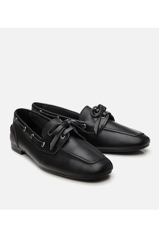 Hotiç Kadın Deri Siyah Bağcıklı Günlük Loafer 01ayh310880a100 Siyah