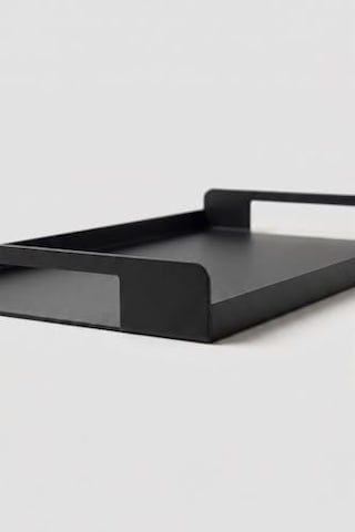 Metal Çay Tepsisi Siyah Sunum Tepsisi Servis Tepsisi Dikdörtgen Dekoratif Tepsi Kahve Çay Servis Tepsisi Mutfak Banyo Organizer Tepsi 15cm