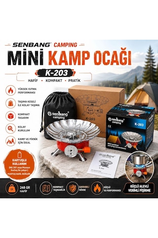 Senbang Camping K-203 Mini Kamp Ocağı Siperlikli Kamp Ocağı Kırmızı