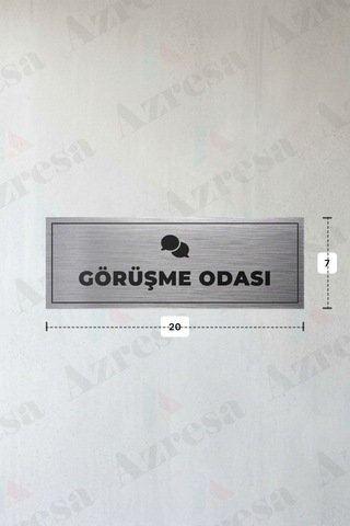 Görüşme Odası Yazılı - Metal - Gümüş Renk - Kapı İsimliği - 20x7 Cm