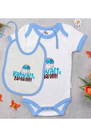 Bk Kids Kahvaltı Zamanı Tasarımlı Mavi Bebek Body Zıbın Ve Mama Ö Çok Renkli