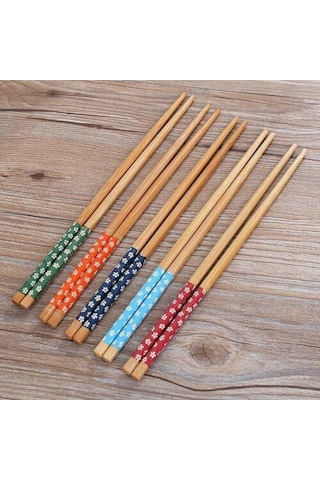 Chopstick Japon Çin Yemek Çubuğu 10 Çift Yıkanabilir Bambu Çok Renkli