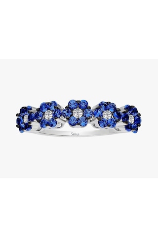 Sirius Pırlanta Ve Safir Taşlı Papatya 5 Taş Yüzük 0824R0192