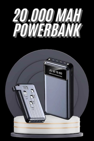 Hızlı Şarj Özellikli 20 000 Mah Dijital Göstergeli Usb Girişli Android Ve Apple Uyumlu iOs Powerbank