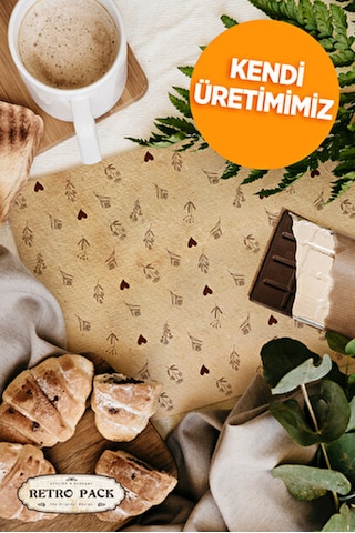 100 Adet Kendinden Desenli Yağlı Kağıt 100 Adet Vintage Gazete Desen Sunum Kağıdı Ahşap