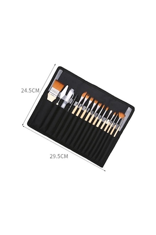 Willowhaven Zhu Tıng 18 Adet 2 Renkli Naylon Kıl Boya Fırça Seti, Bez Çanta Ve Siyah Çubuklu, Boyama Suluboya Fırçaları