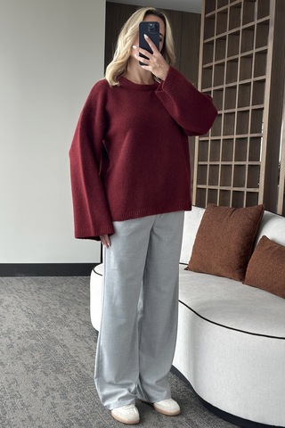 Laluvia Bordo Bisiklet Yaka Kazak - 04621 Bordo