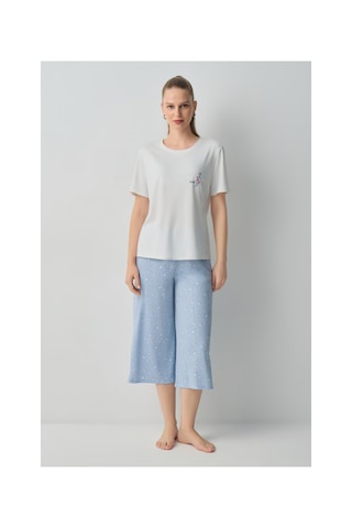 Suwen Mina Kapri Pijama Takımı Wsh10510039348 Mavi