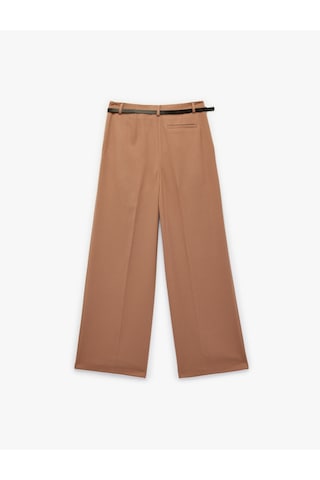 Koton Pile Detaylı Cepli Kemerli Geniş Paça Kumaş Pantolon Kahverengi 6sak40072ew Kahve