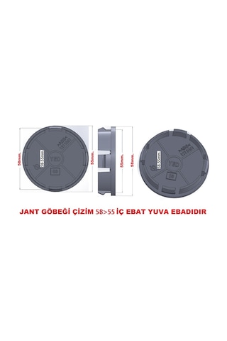 Jant Göbeği Volkswagen 58-55 55Mm Yuva 4'Lü Set Siyah