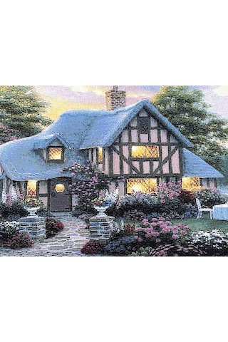 Hobbit Evi Adlı İran Tebriz Halı Tablo 123x75cm - Duvar Halı Kilim Tablo