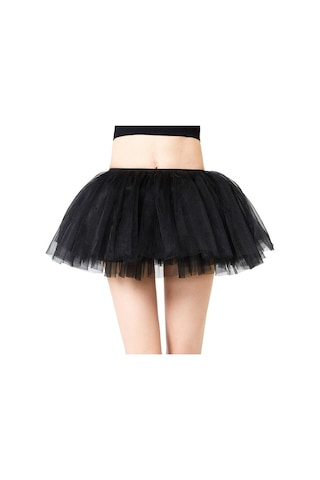 Fastbuy Suntek Kadın Tül Tutu Etek, Katmanlı Siyah, Lüks Malzemeli Etek Siyah