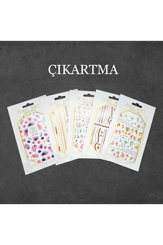 Süsleme Sticker 5'li Paket - Farklı Desenlerle Tırnak Süsleme, K