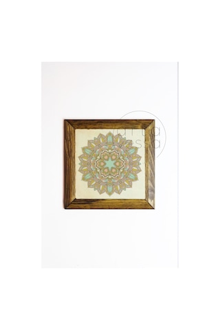 Artavessa Masif Ahşap Çerçeveli Taş Tablo Pano 16 x 16 cm - Mandala 2