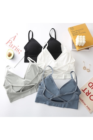 Moveevo Kadınlar İçin Soluk Materyal Ve Desteği Sağlayan Dairesiz Spor Bra - Yoga, Koşu Ve Egzersizler İçin Siyah SiYAH