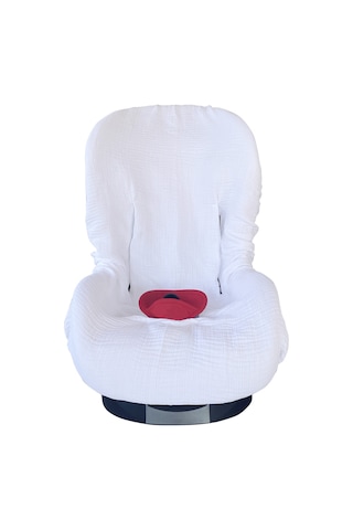 4katlı Müslin Bebek Oto Koltuk Kılıfı Lastikli %100pamuk Beyaz