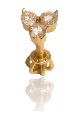 14 Ayar Altın Üçlü Tria Taş Tragus Küpe 25114-t005 Sarı Altın