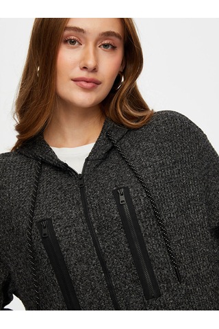 Faik Sönmez Fermuar Detaylı Kapüşon Waffle Örme Sweatshirt W26swt005 Uw26swt005154 Antrasit Melanj