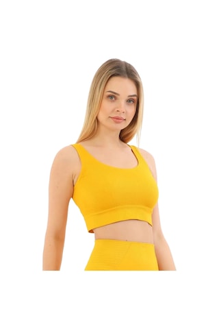 Fantazer Premium Göğüs Toparlayıcı Sarkma Önleyen Spor Günlük Kalın Askılı Pedli Fitilli Crop Büstiyer Sarı