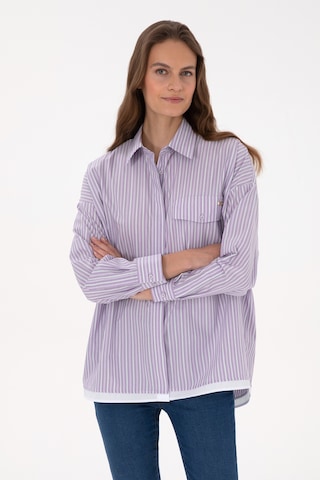 U.S. Polo Assn. Kadın Mor Çizgili Uzun Kollu Gömlek 50316369-VR245