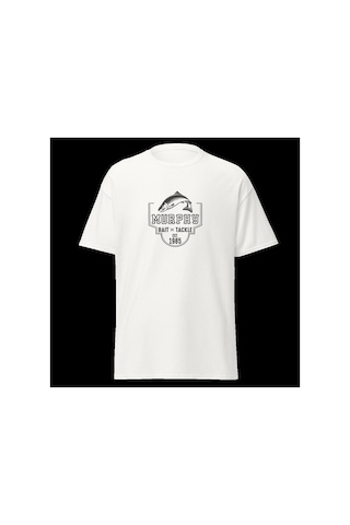 Wildstyle Murphys Bait Tackle Vintage Balıkçılık Olta Balıkçı Baskılı Unisex Bisiklet Yaka Pamuklu Tişört Beyaz