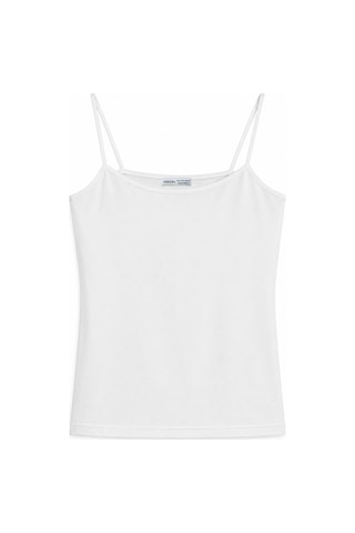 Vadon 1007 Kadın Pamuklu Slim Fit İnce Askılı Yumuşak Dokulu Basic Atlet Body Beyaz