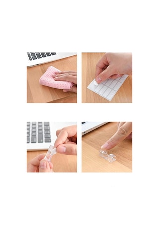Şeffaf Kablo Sabitleyici Düzenleyici Yapışkanlı Kablo Organizer Tutucu Toplayıcı 100 Adet