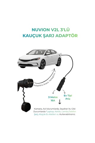 V2l - Byd/skywell Uyumlu 3'lü V2l Elektrikli Araç Şarj Kablosu - Enerjini Elektrikli Aracından Al Genel