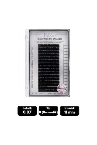 Misyul 0.07d Dramatik Kıvrım 11 Mm Soft Eyelash Doğal İpek Kirpik 16'lı