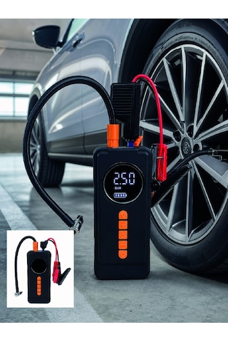 Dijital Araç Kompresörü 4 Fonksiyonlu Akü Takviye Lastik Şişirme Powerbank Ve Led El Feneri Uczzvm726-5