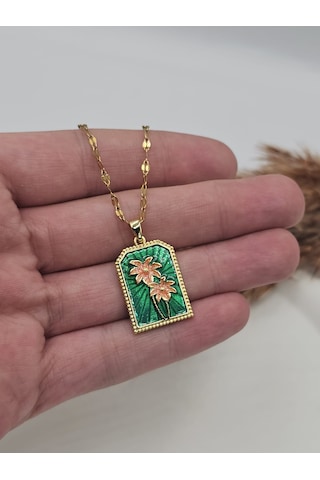 The Green Palm Tarot Kartı Çelik Kolye Altın
