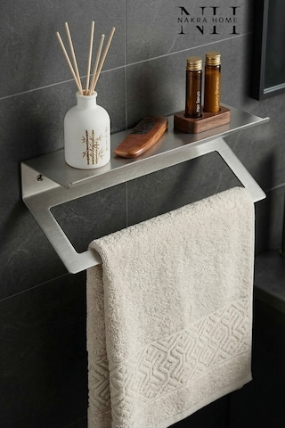 Raflı Havlu Askılığı Paslanmaz Çelik Yapışkanlı Vidalı Banyo Raflı Havluluk Inox