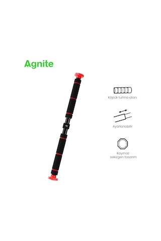 Agnıte Ayarlanabilir Kapı Barfiks Demiri 80-130 Cm Ev Tipi Fitness Kırmızı