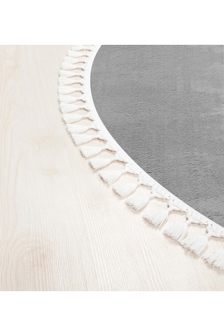 Valeryhome Vl Comfort Peluş Halı Beyaz Düz Saçaklı Açık Gri