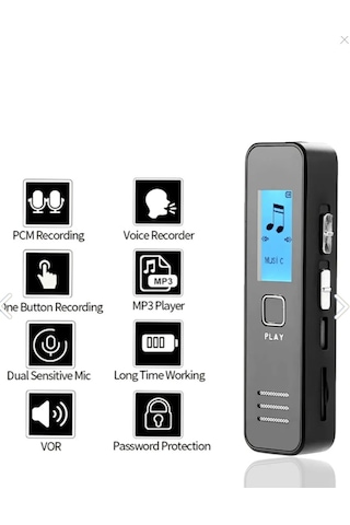 Kingboss Kb60 Dijital Mini Ekranlı 32gb Ses Kayıt Cihazı Mp3 Çala