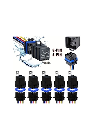Xuweiwei Ağır Hizmet Tipi 12v 4 Pinli 5li Paket Spst Otomotiv Denizcilik Röle Kiti Ve Kablo Demeti 5 Adet 12 Awg Bakır Teller