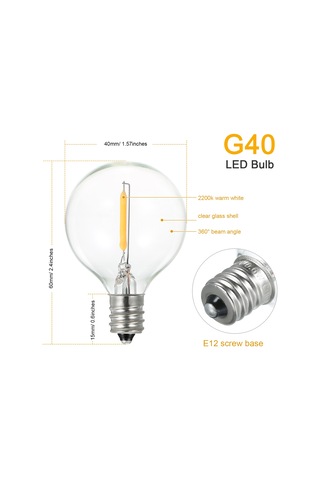 Konesam G40 E12 3'lü Yedek Led Ampul, 220-230v 1w, Islak Beyaz Işık, Cam Malzeme, 360 Açı, Iç/dis Dekorasyon İçin