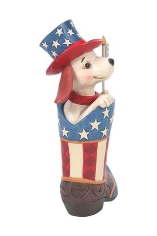 Enesco Jim Shore Heartwood Creek Patriotic Dog Holding Flag İn A Cowby Boot Figurine, 22 Cm, Çok Renkli